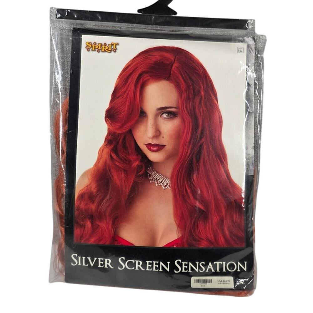 SPIRIT HALLOWEEN SILVER SCREEN SENSATION RED WIG – LONG MERMAID HAIR, ONE SIZE